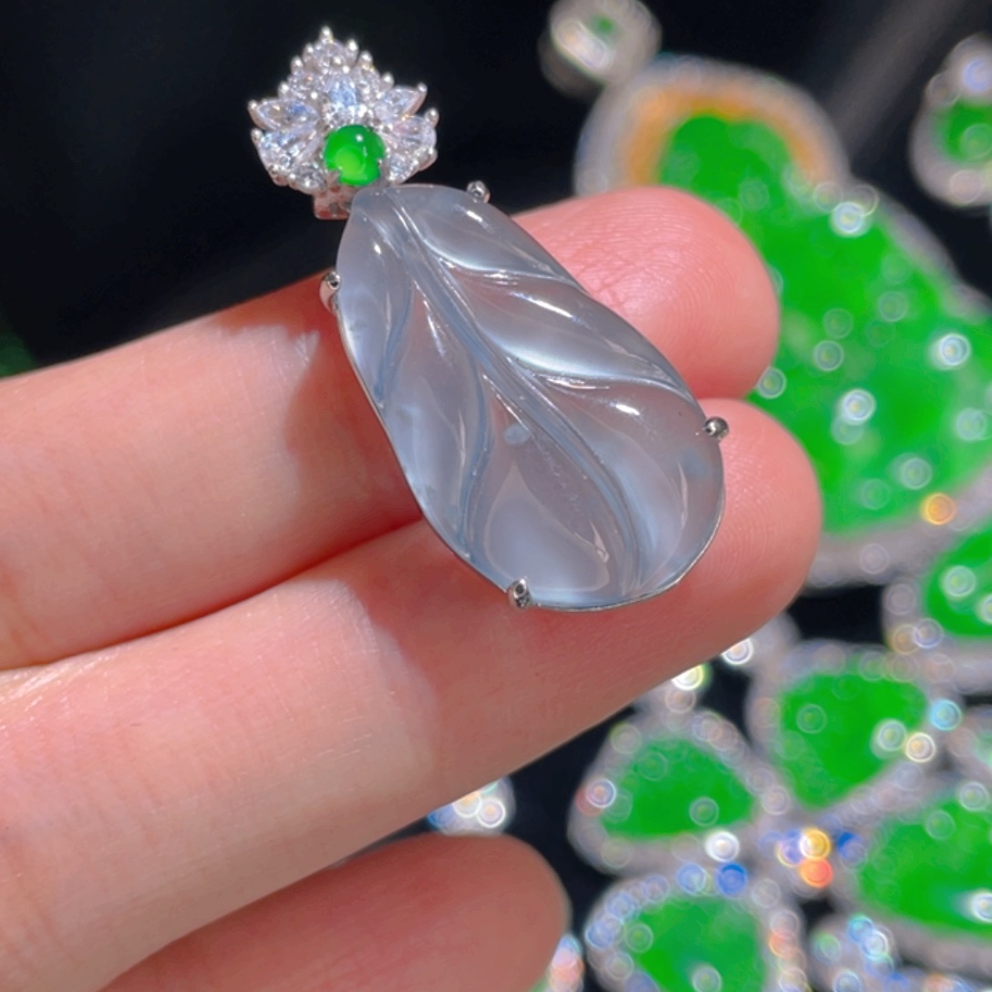 翡翠吊坠(不含链)银S925镶嵌