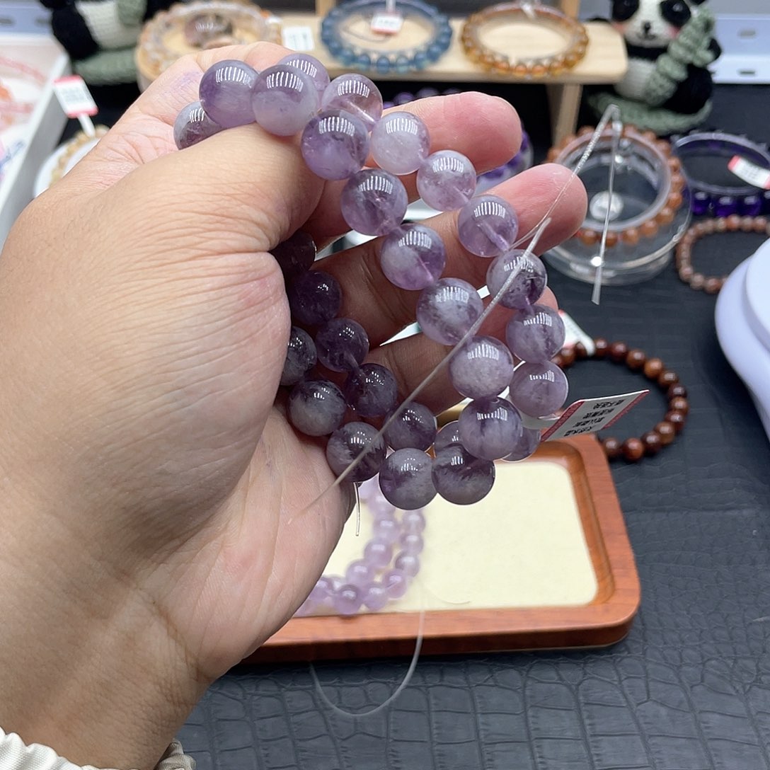 水晶手链未镶嵌紫兔毛