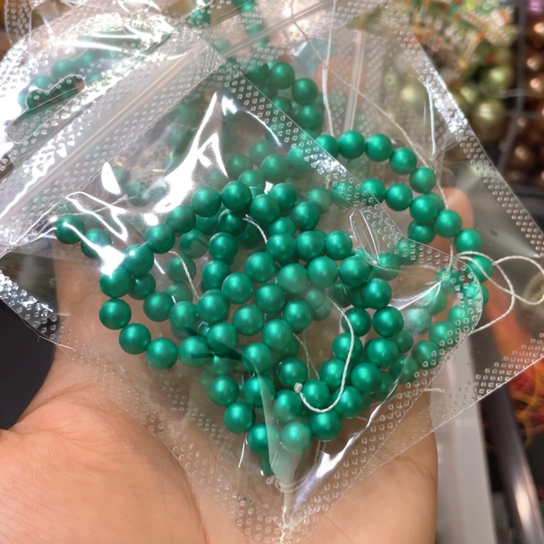6mm磨砂孔雀绿 复古蓝绿调 手工半成品散珠