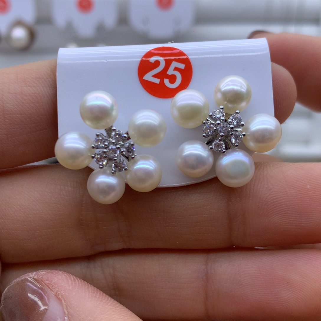 淡水珍珠耳饰合金