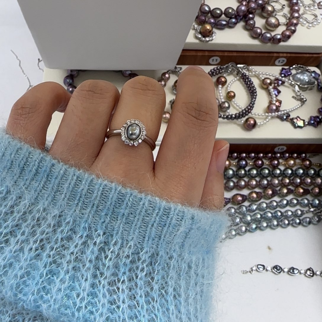 银S925镶嵌海水珍珠戒指