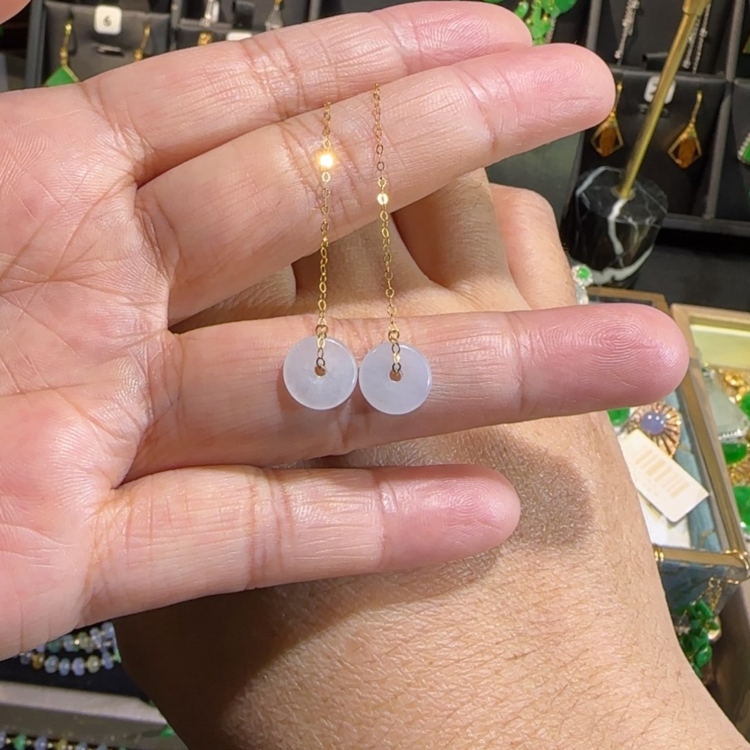 翡翠18K金镶嵌颈饰耳线