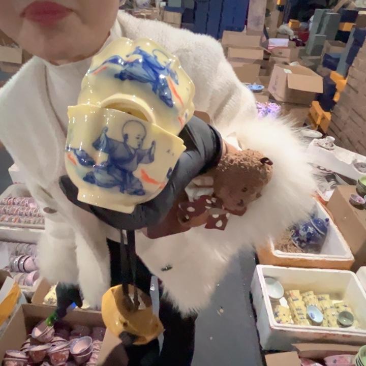 摆件陶景德镇高温瓷一对