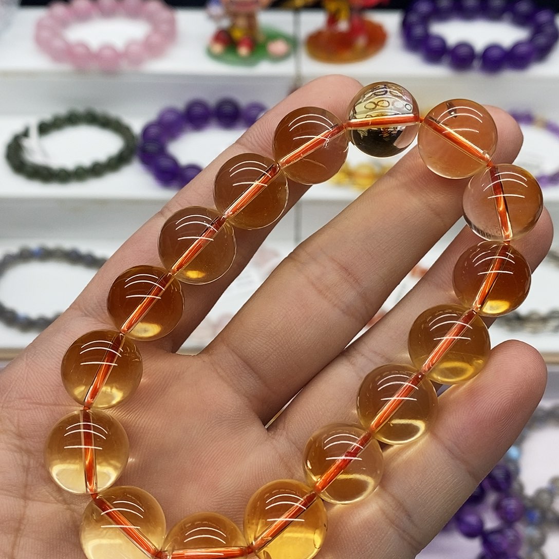 手串水晶未镶嵌暴力黄13.8