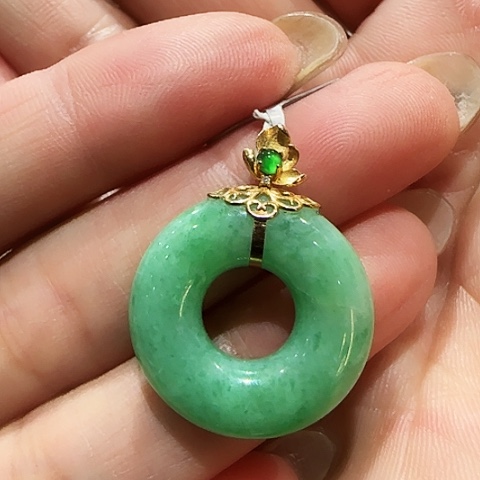 翡翠18K金镶嵌吊坠(不含链)