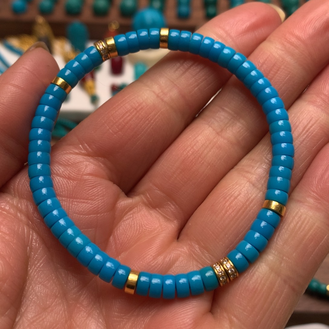 绿松石手串18K金镶嵌