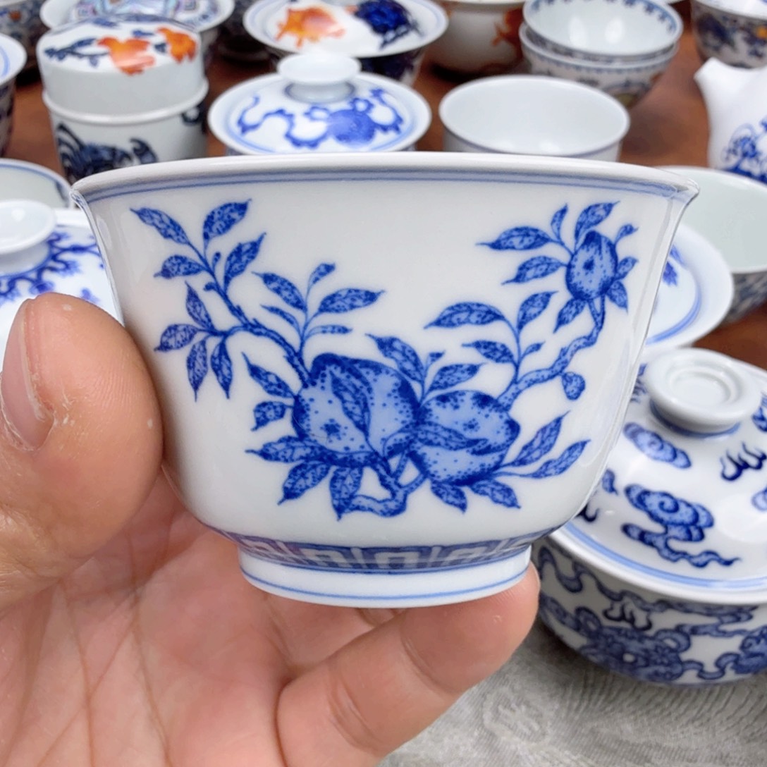 陶摆件青花瓷器单杯