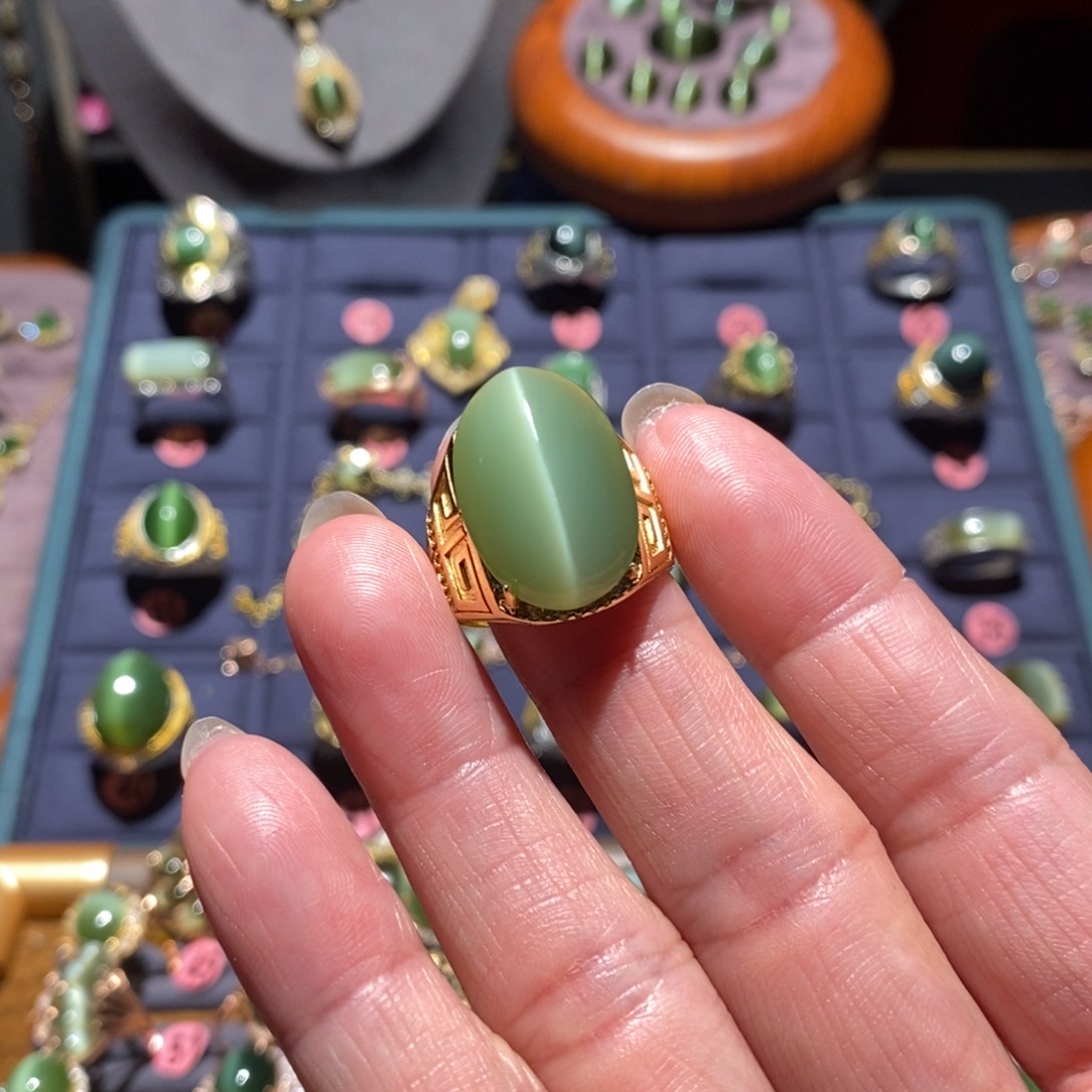 和田玉戒指银S925镶嵌宝**仪