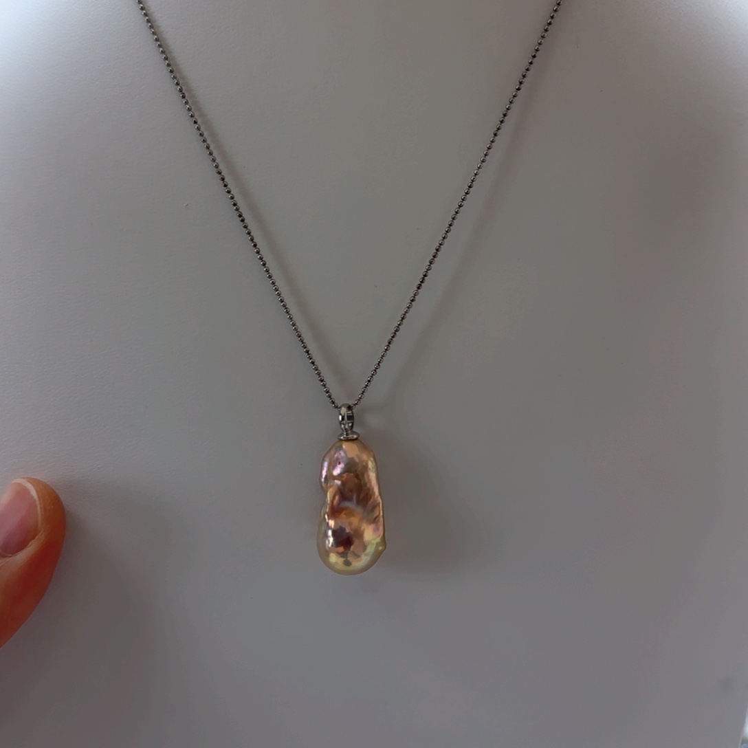 淡水珍珠银S925镶嵌项链