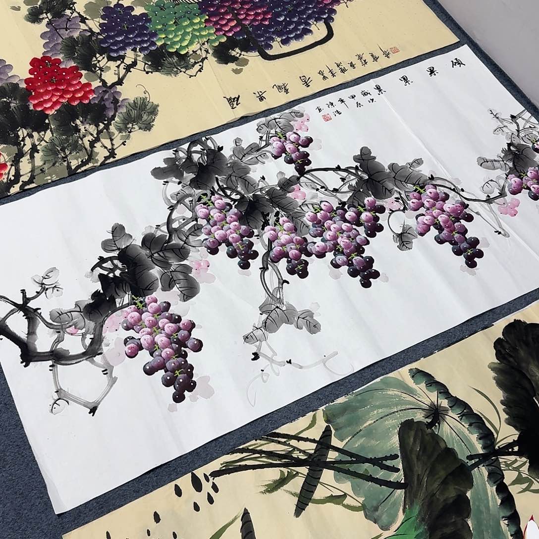 国画尺寸70X138手绘作品 