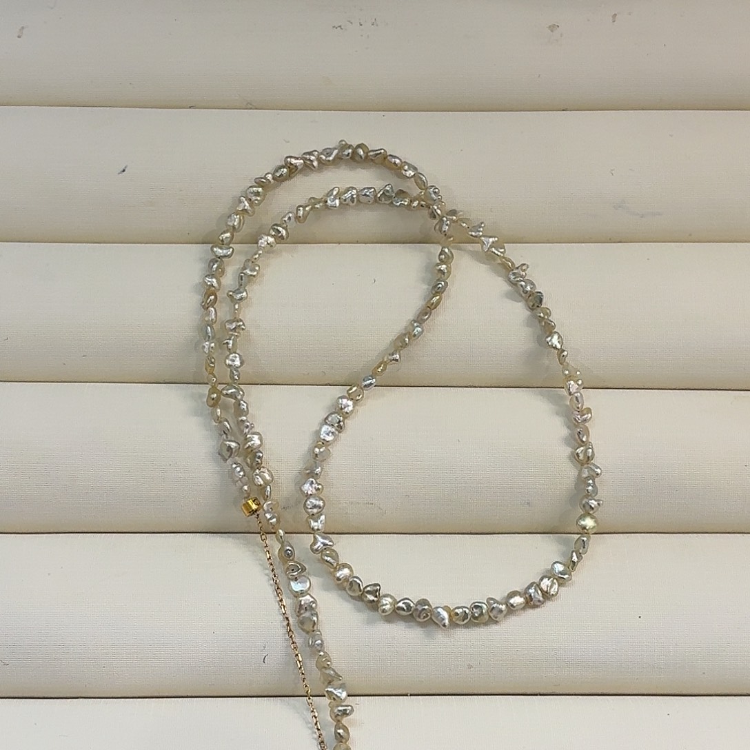 18K金镶嵌海水珍珠颈饰4-6mm澳白keshi