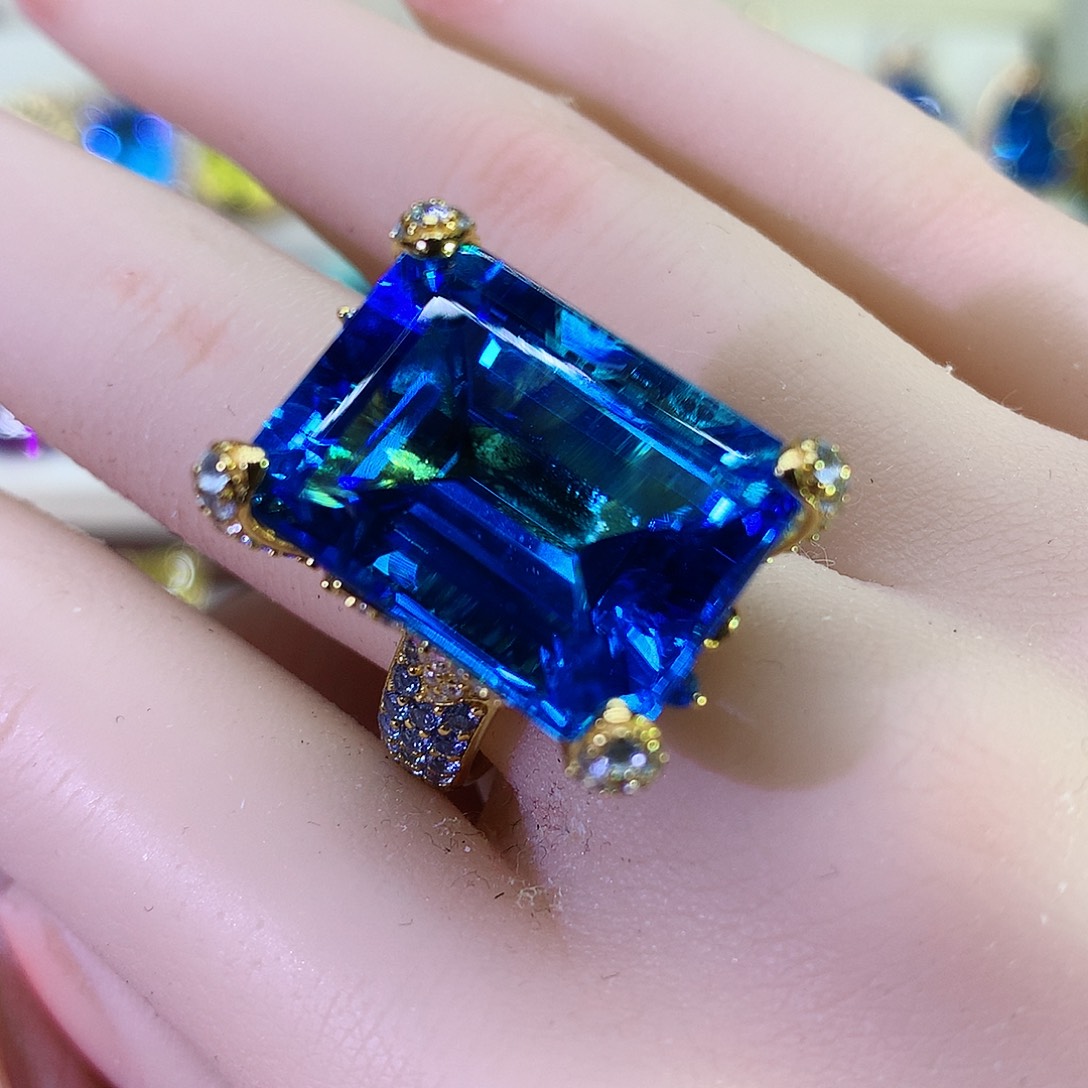 托帕石戒指银S925镶嵌