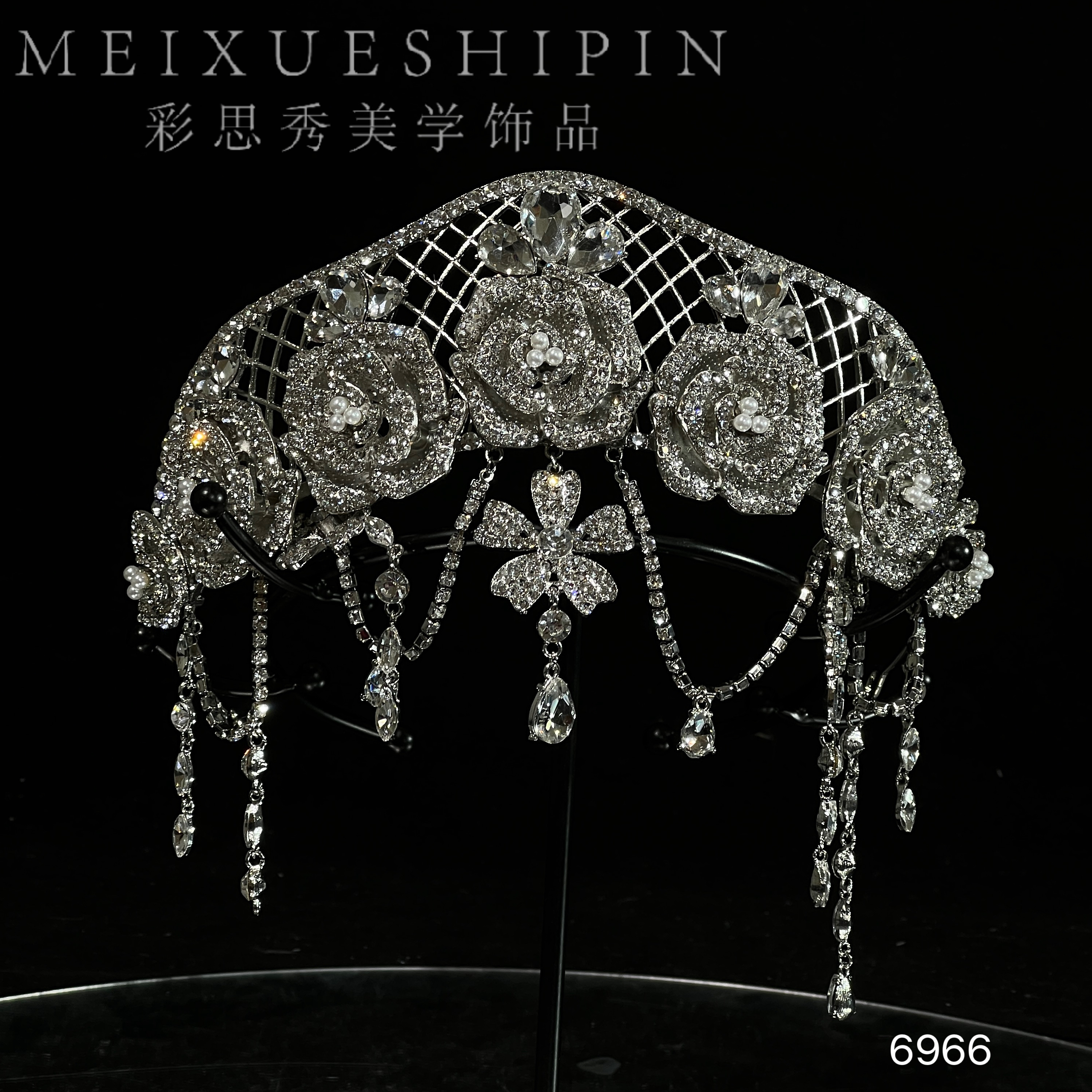 6966婚庆饰品时尚手工结婚流苏皇冠