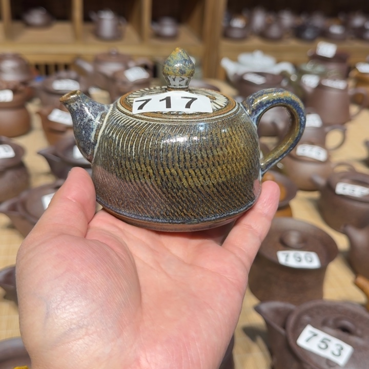 杯欢**场粗瓷茶具素胎无釉盖碗