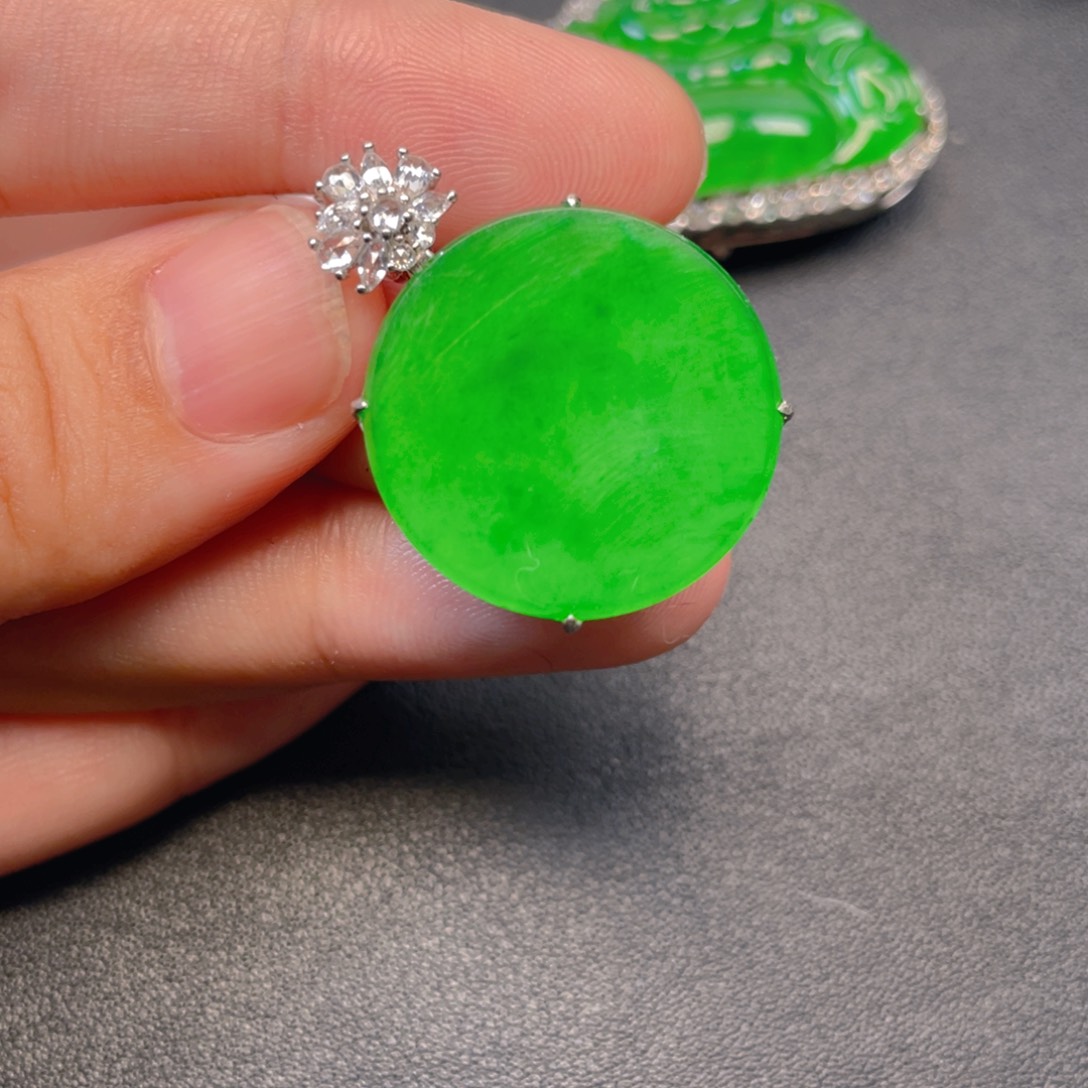 吊坠(不含链)银S925镶嵌翡翠