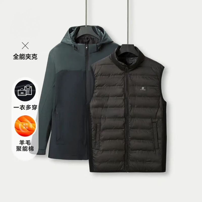 HS74剪标含羊毛聚能棉户外三防面料一衣多穿可拆卸帽棉服