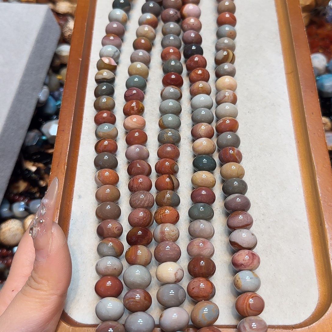 玛瑙/玉髓合金珠宝半成品12mm胖面包珠阿拉善算盘一条