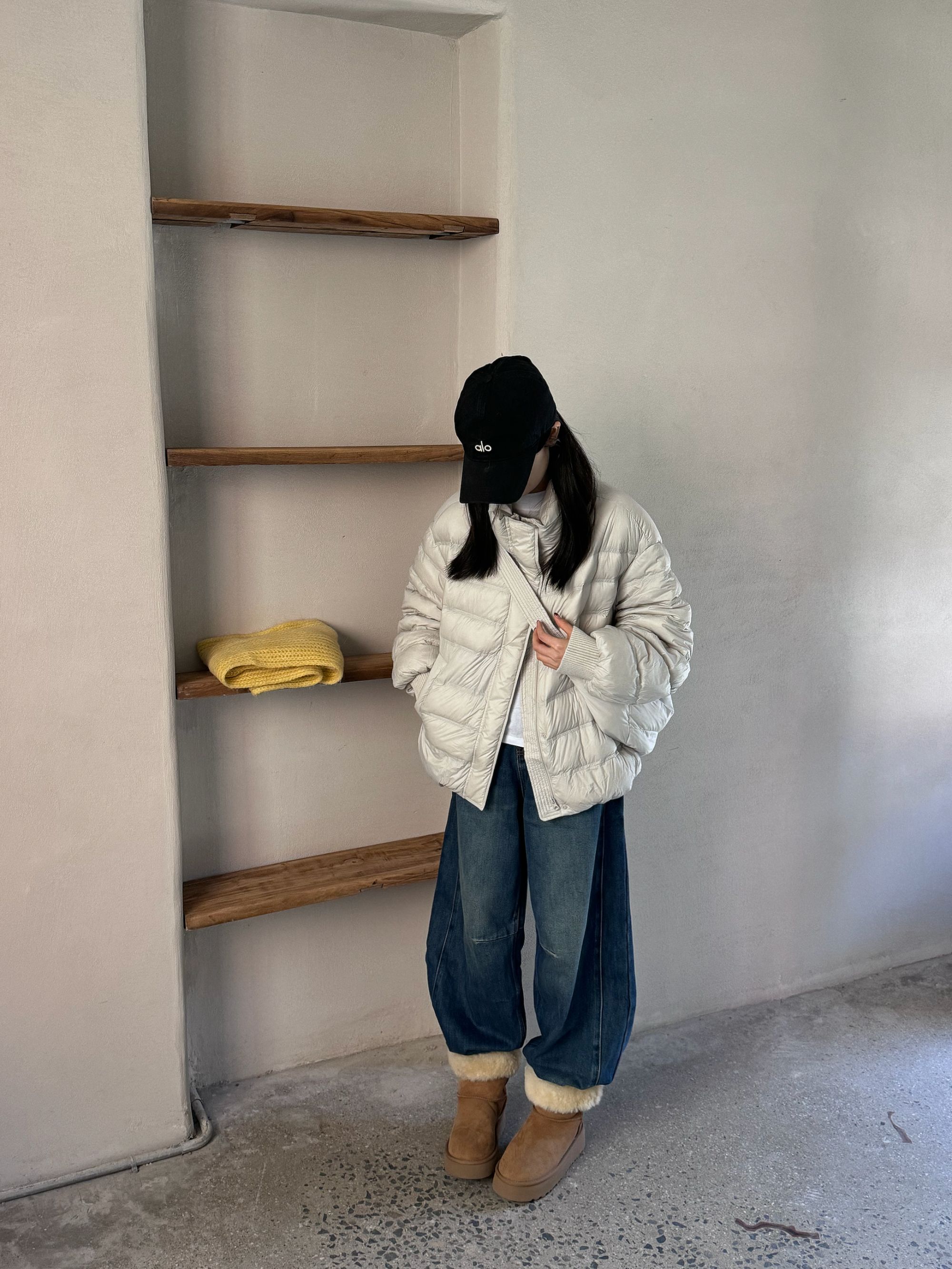 BaI糖 冬季帽子可拆卸可变包 短款休闲宽松羽绒服新国标90白鸭绒 