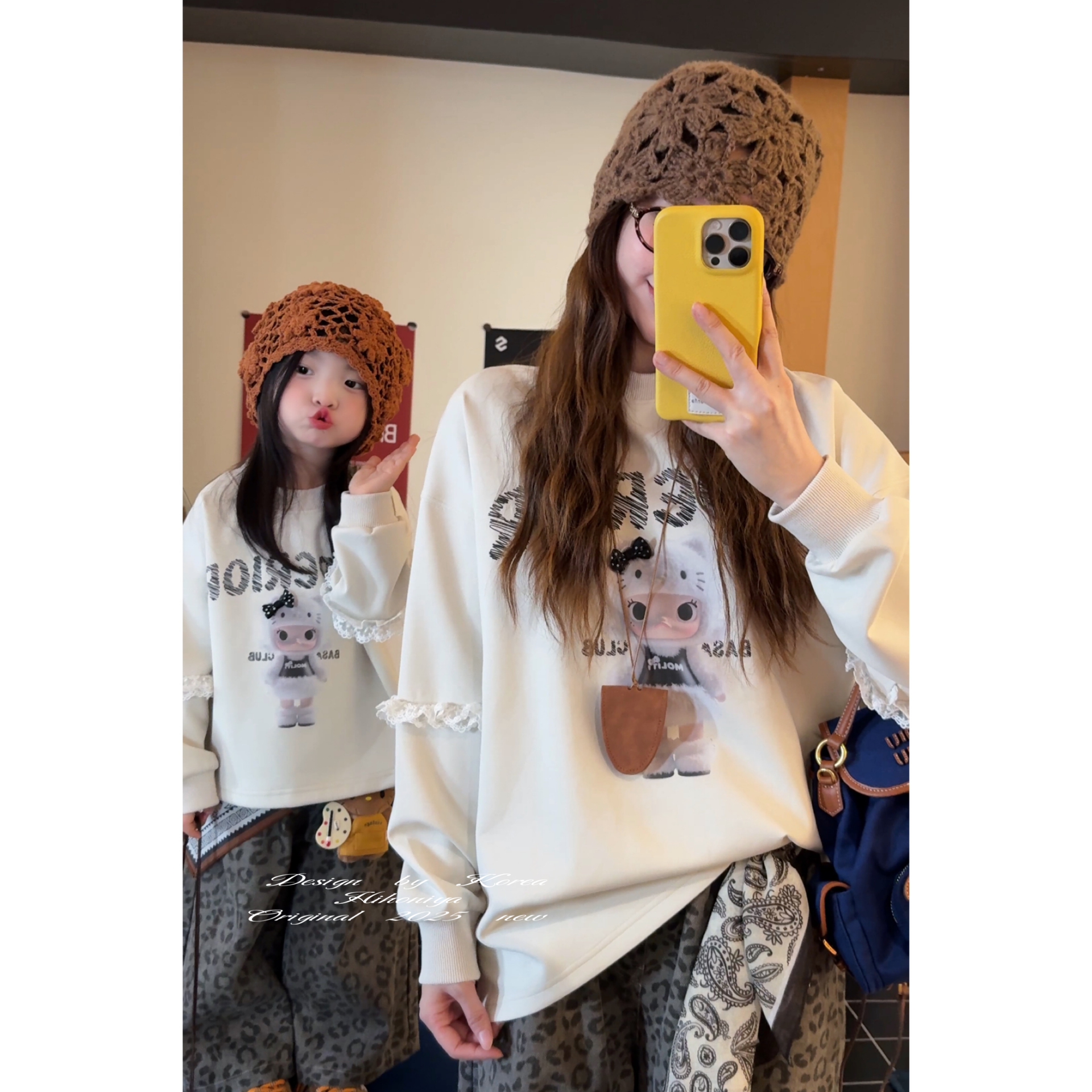 【嘟嘴莫莉】五Hihoniya~2025秋季亲子卡通molly宽松A类棉卫衣