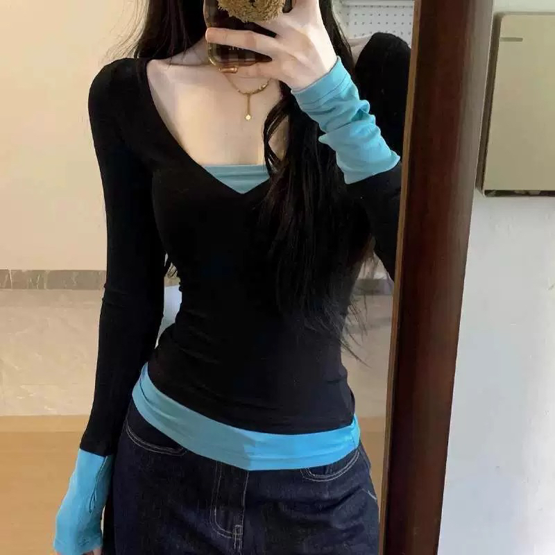显瘦百搭打底修身早秋上衣