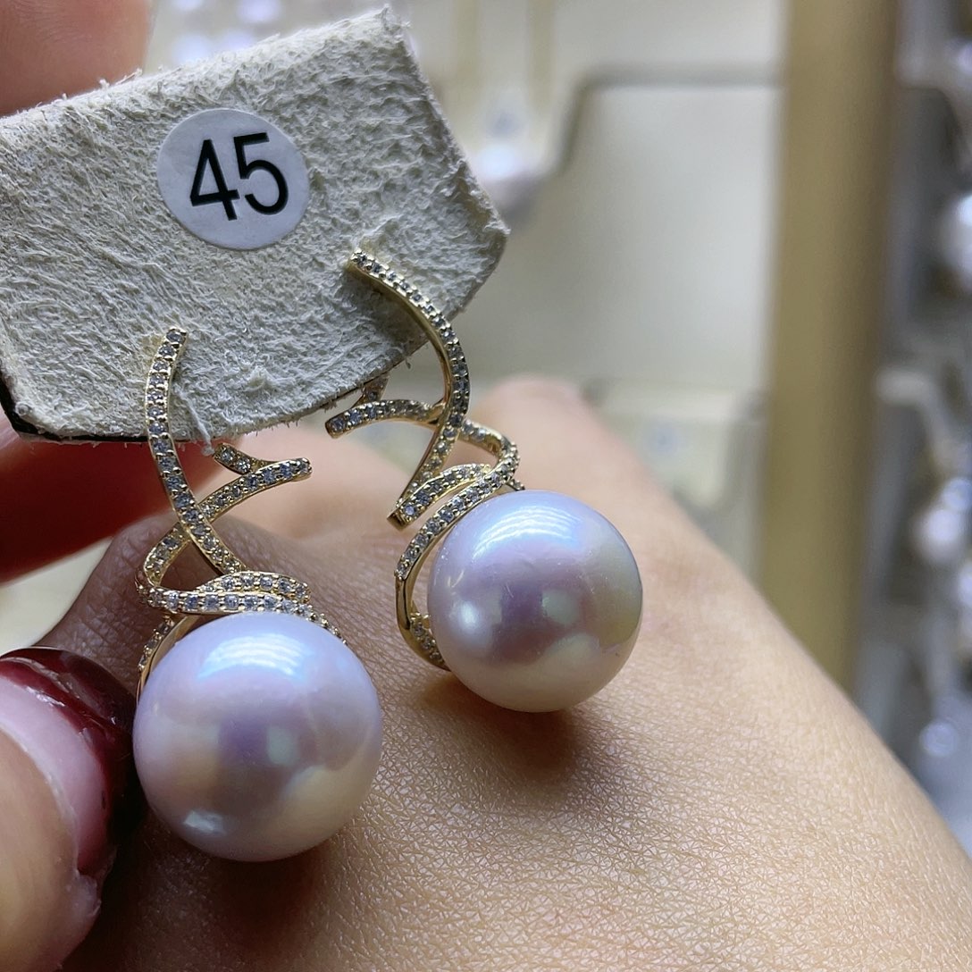 淡水珍珠耳饰银S925镶嵌