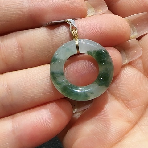 翡翠18K金镶嵌吊坠(不含链)