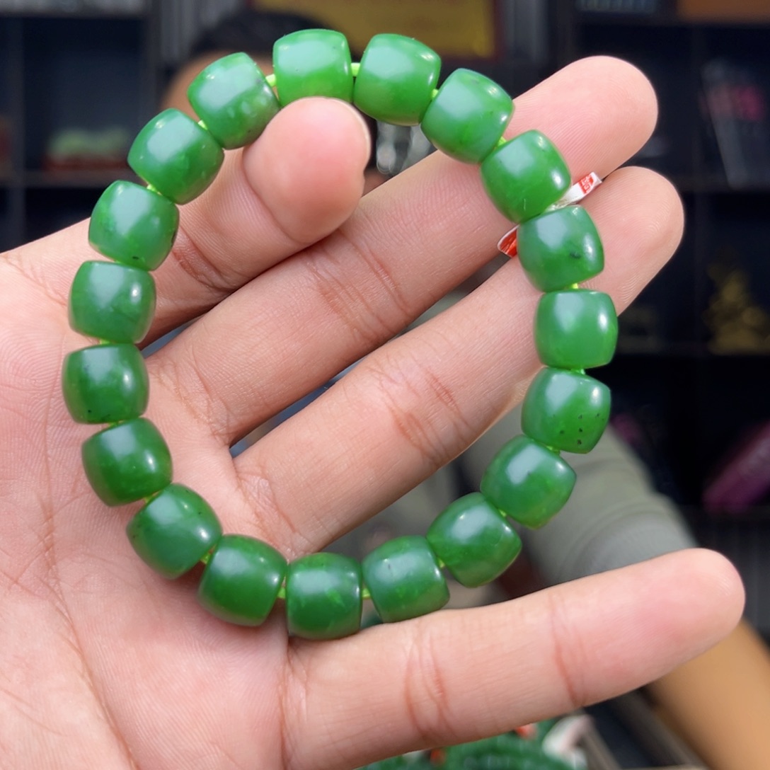 和田玉未镶嵌手串天然和田玉俄罗斯五号矿碧玉料卡11+直切