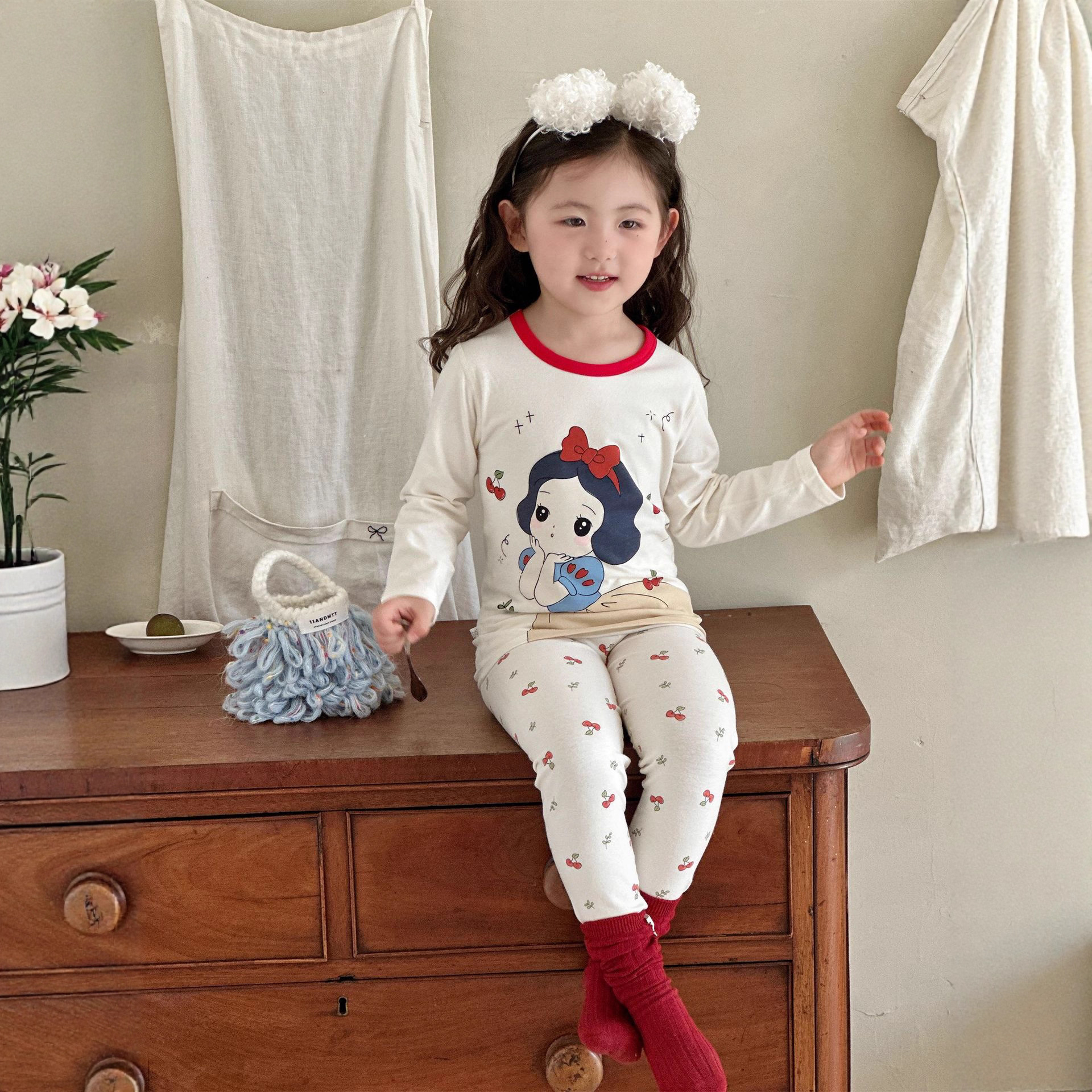 2025绿博尔现货批发a类卡通亲肤莱卡棉儿童家居服秋衣秋裤套装