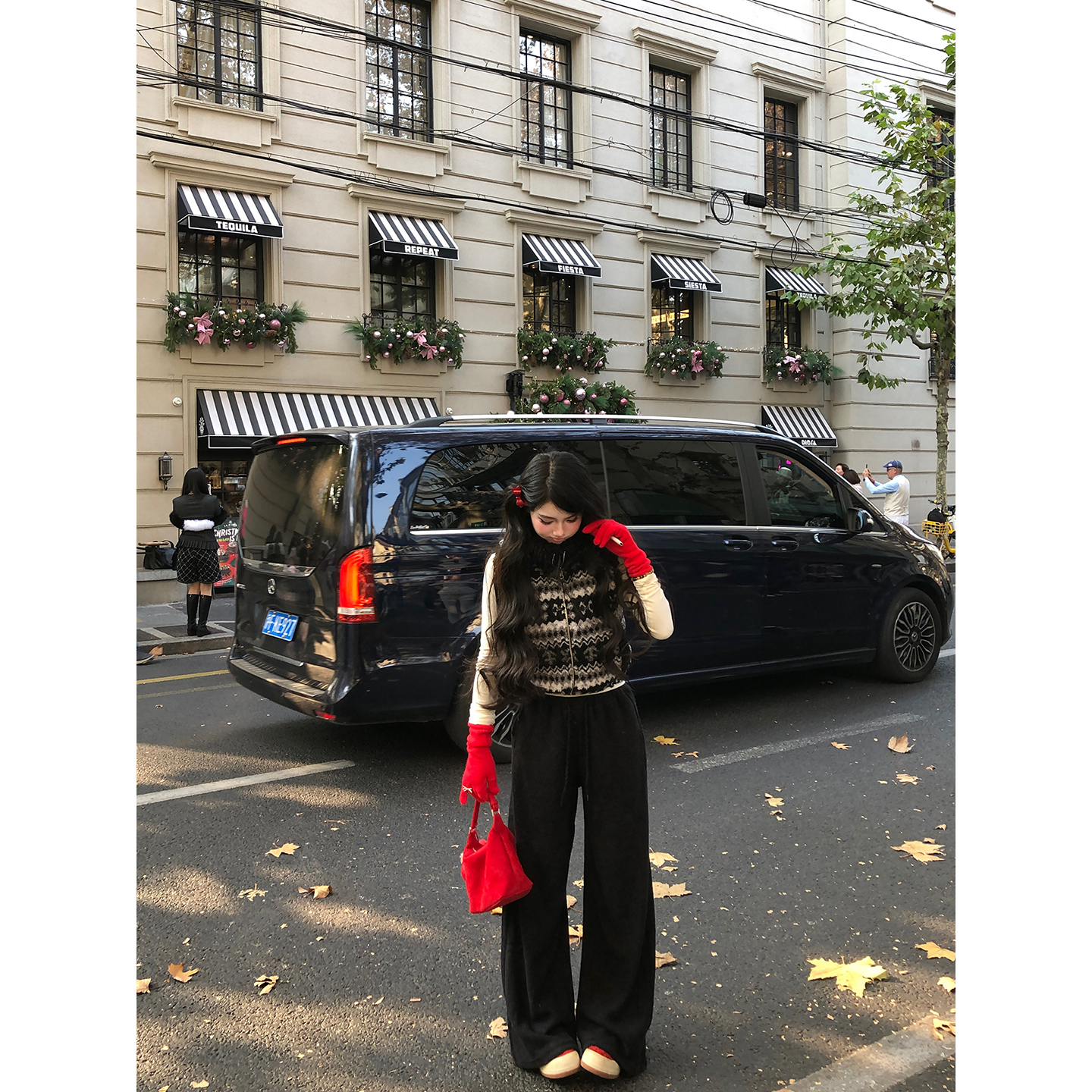  刘德瓜LDG【羊毛裤】加厚绒感羊毛松紧腰抽绳休闲裤冬季百搭裤子女