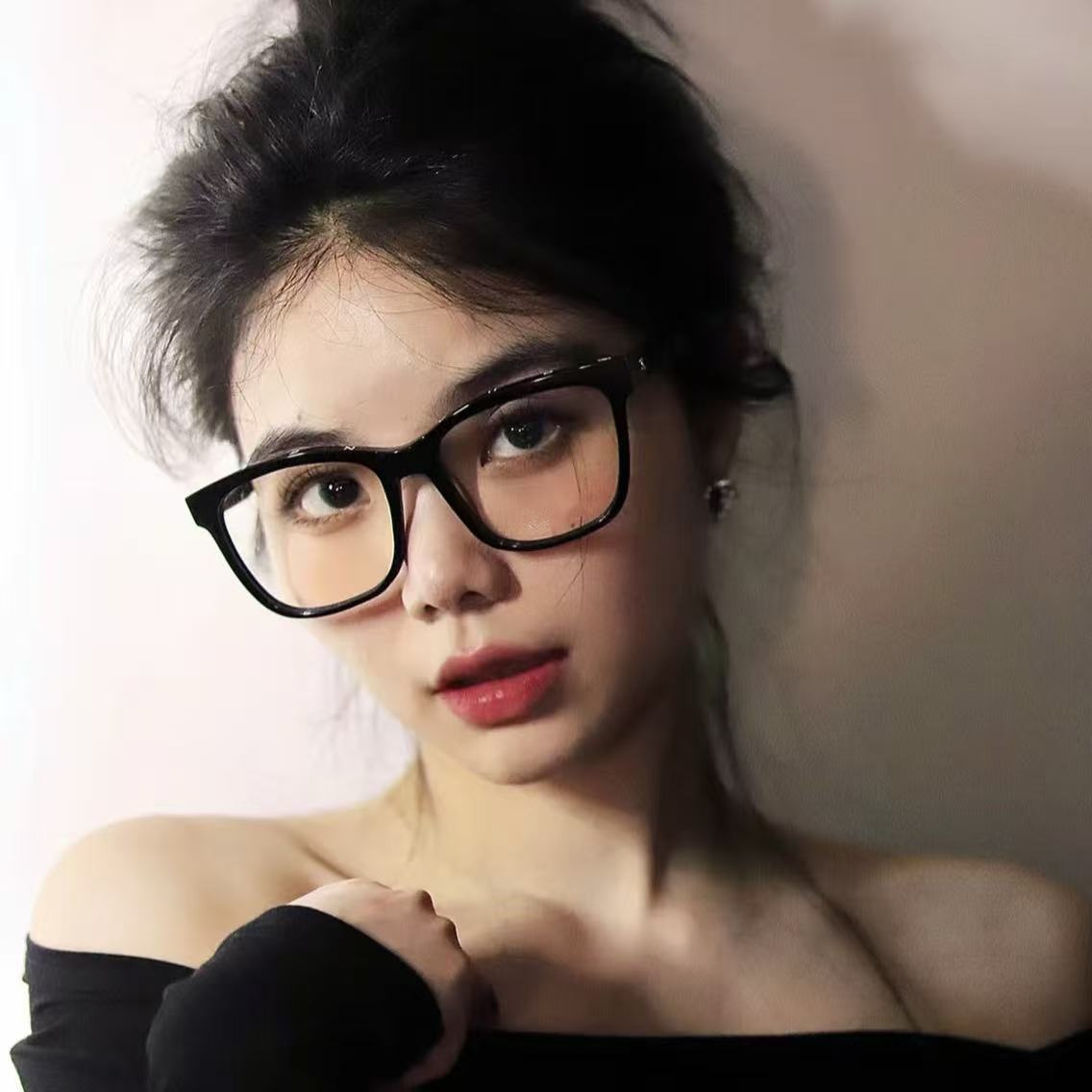 高质量-素颜眼镜女近视黑框3392黑色方形方框素颜神器眼镜框
