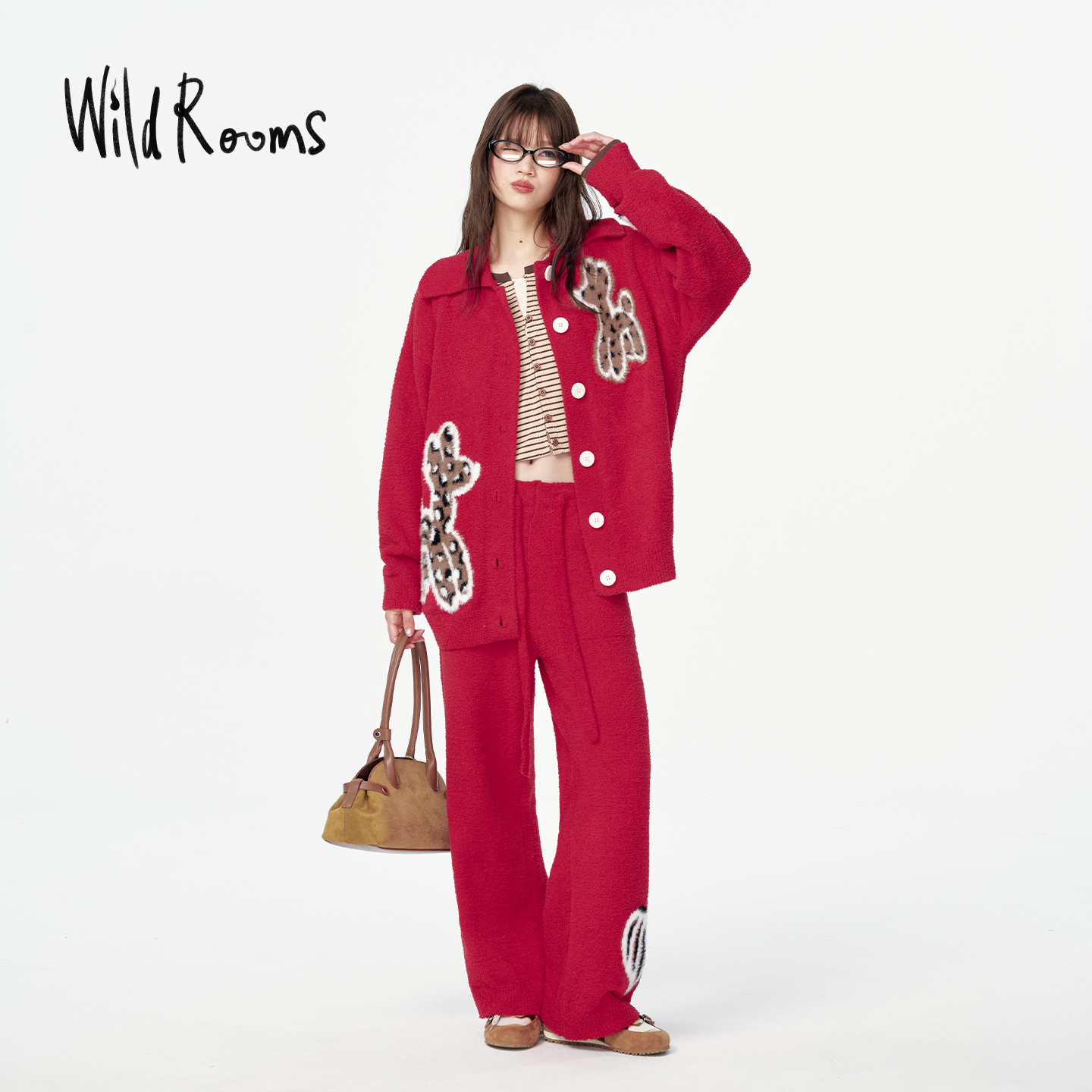 WildRooms气球小狗红色家居服睡衣套装冬天