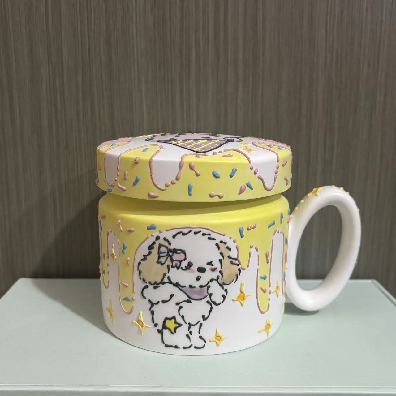593小狗立体带盖水杯