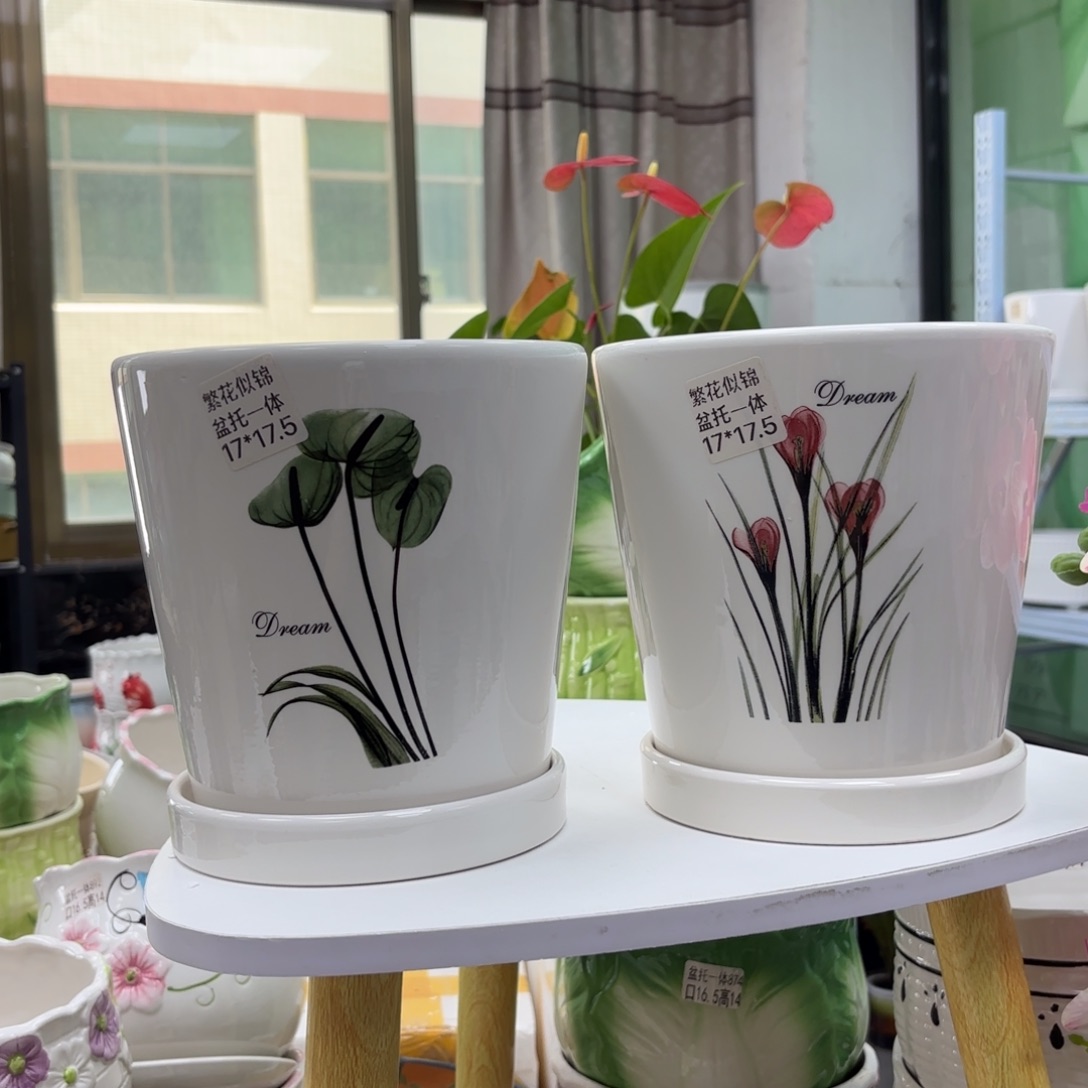 @夏西陶瓷花盆@@繁花似锦