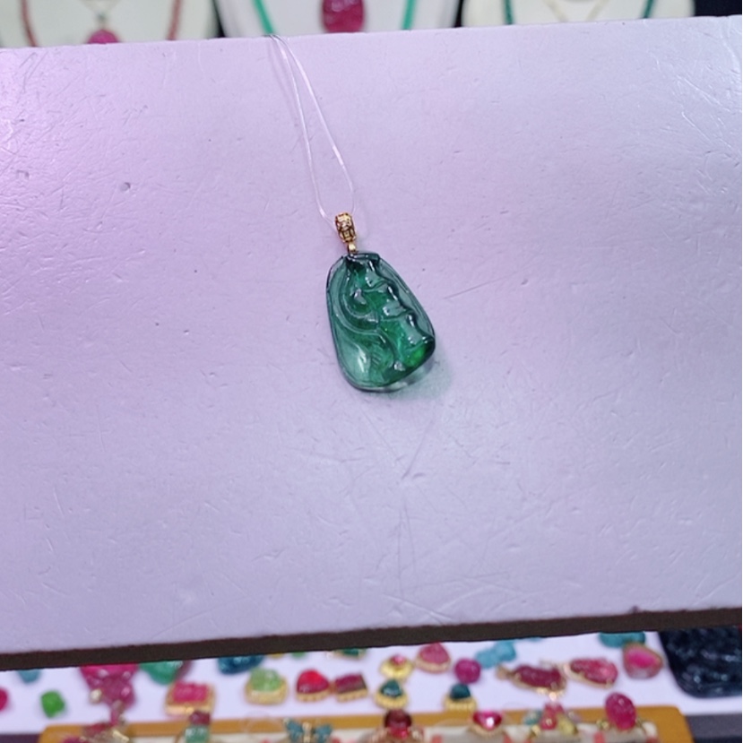 【闪购商品】碧玺碧玺m18K金镶嵌吊坠