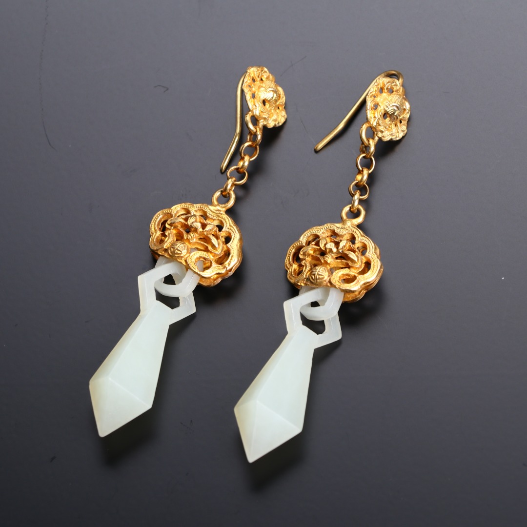 《博古文物》-玉-菱形耳坠-Xx-250111