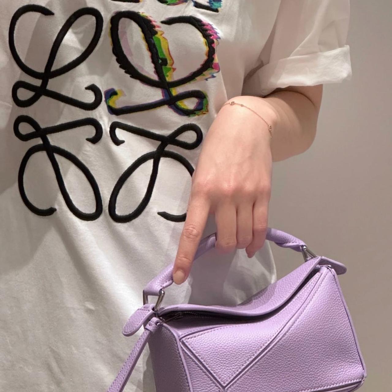 99新 LOEWE/罗意威 大吉中古/Loewe淡紫色puzzle mini斜挎包