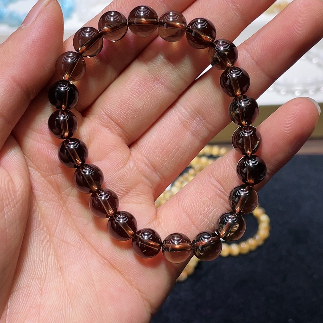 水晶手链未镶嵌茶晶9.1