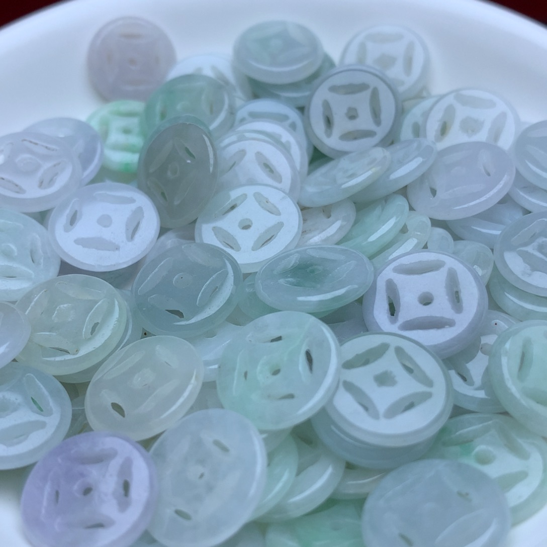 【闪购商品】翡翠手链未镶嵌卡13冰金钱扣20个