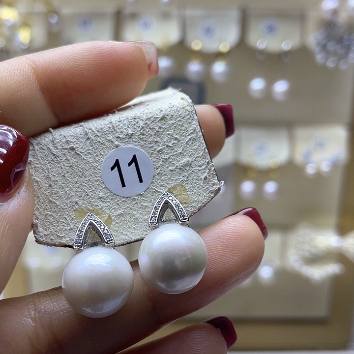 淡水珍珠耳饰银S925镶嵌