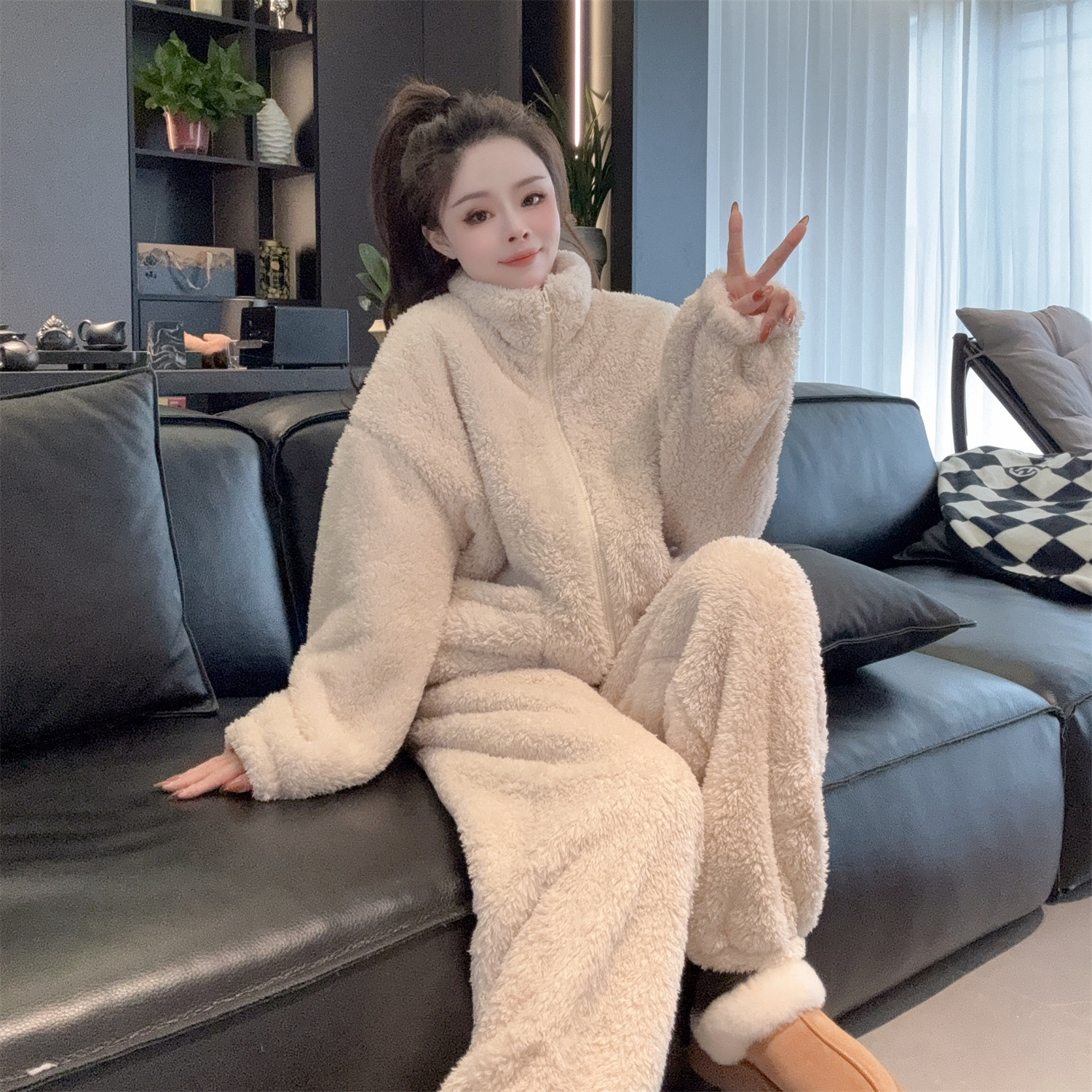 【静静衣橱】冬装上新家居服套装休闲韩版净版时尚百搭睡衣女25763