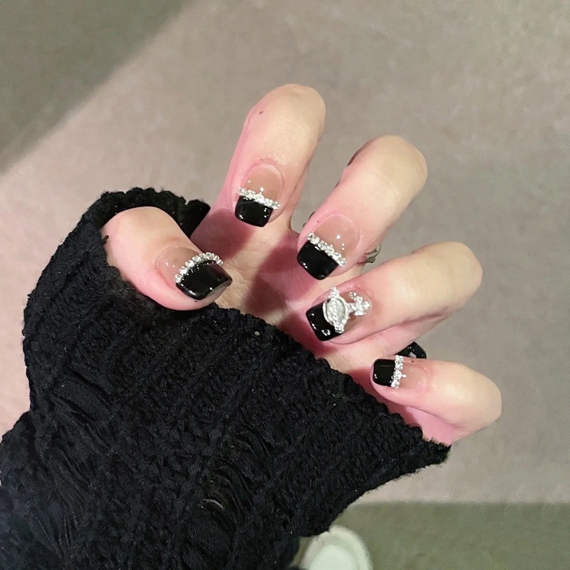32#短款土星法式钻闪显白穿戴美甲粉丝送工具包