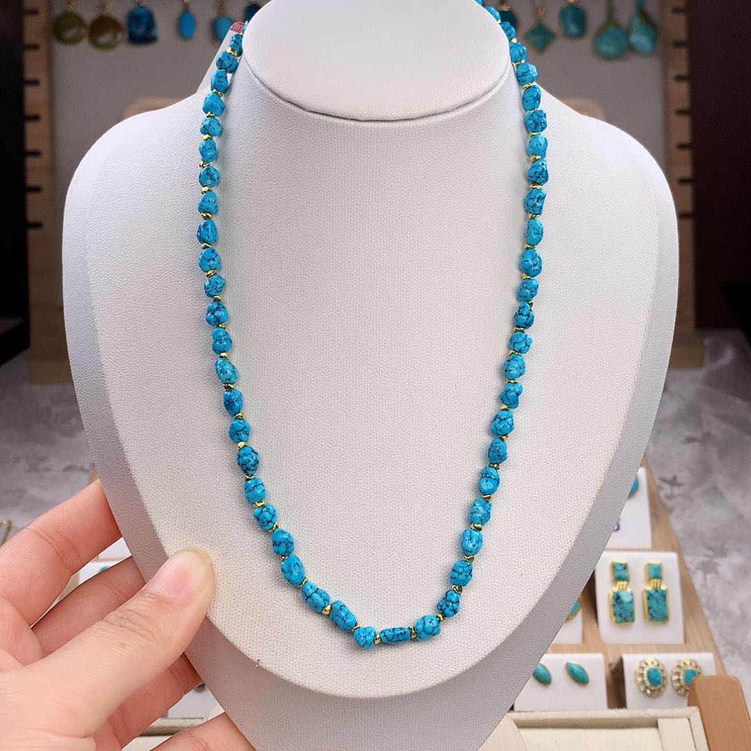 绿松石耳饰银S925镶嵌