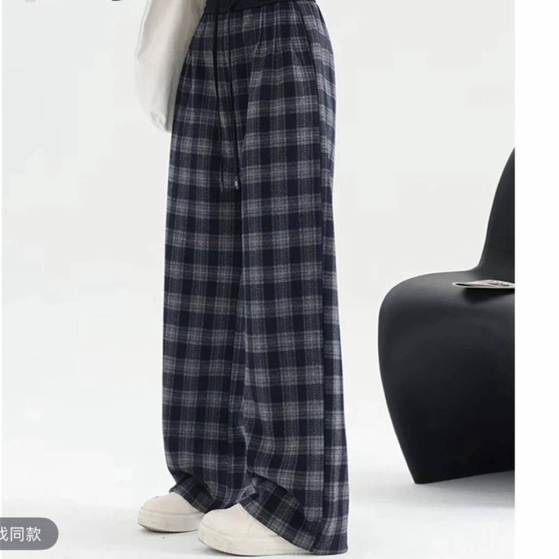 2025新款亲子款格子直筒裤高腰显瘦垂感加厚休闲长裤冬季