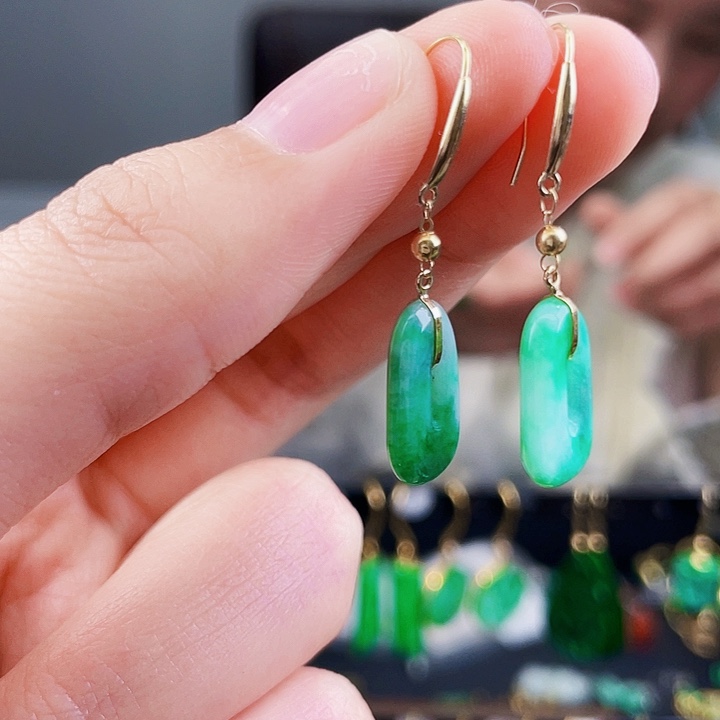 翡翠耳饰18K金镶嵌饰品