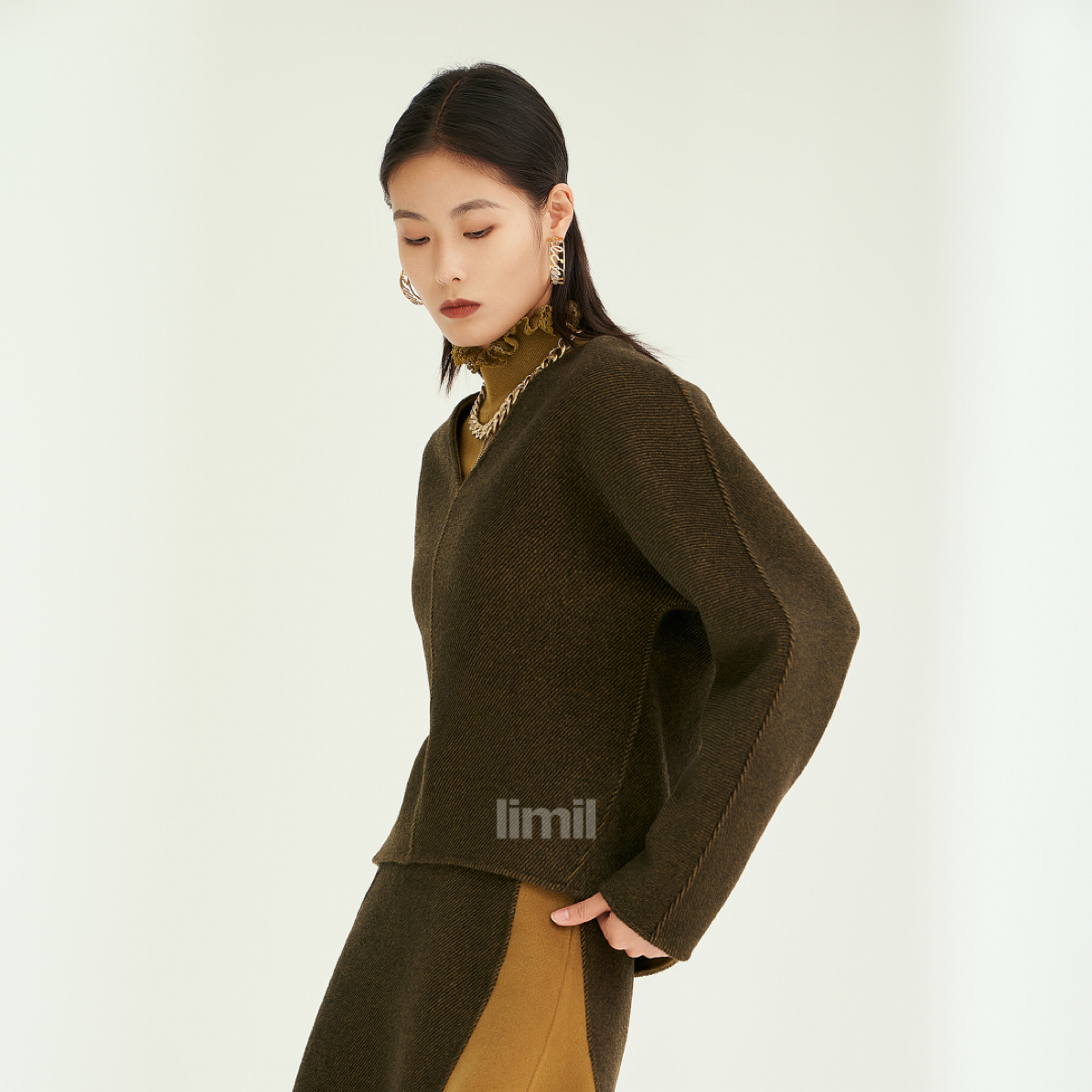 limil/新款时尚羊绒双面尼套装9300118/9200071