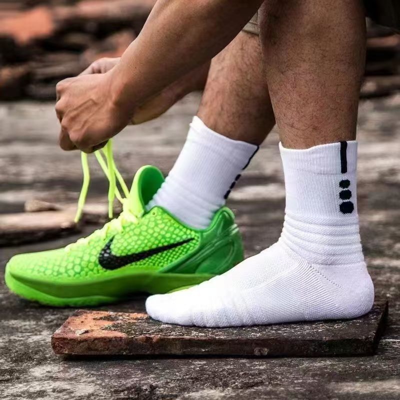 专业实战篮球袜美式纯棉底防臭吸汗跑步运动袜子男士秋冬款中筒袜