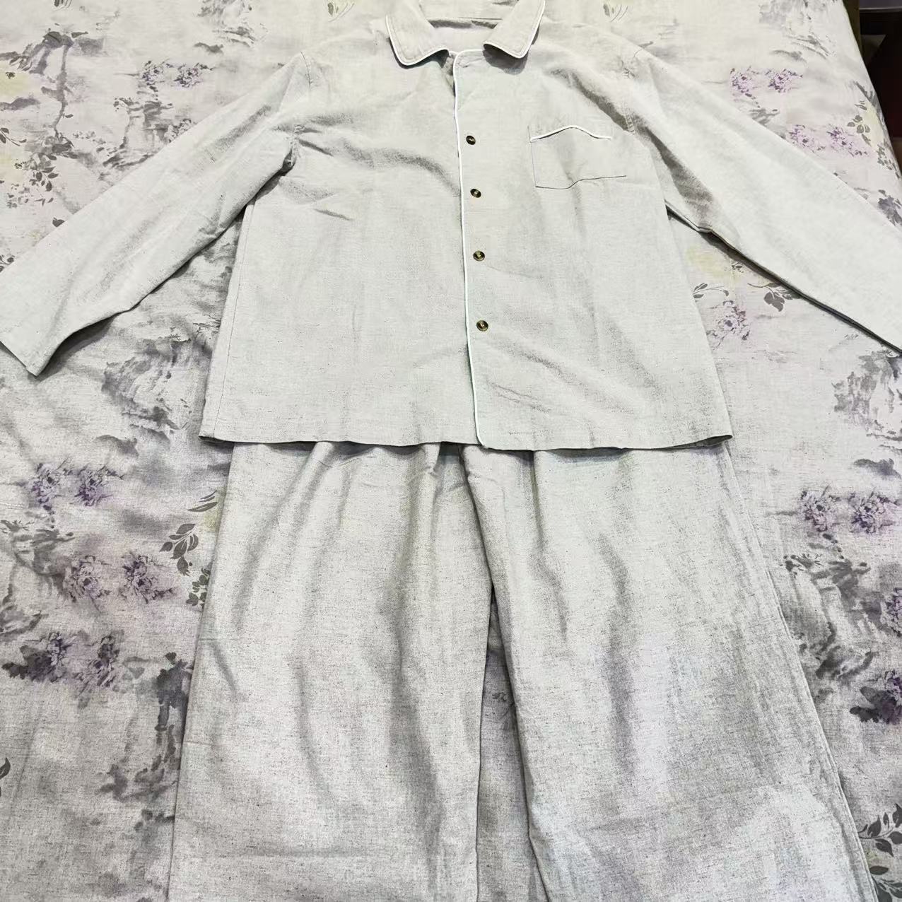 新品罗布麻椰子扣家居服（大喜）