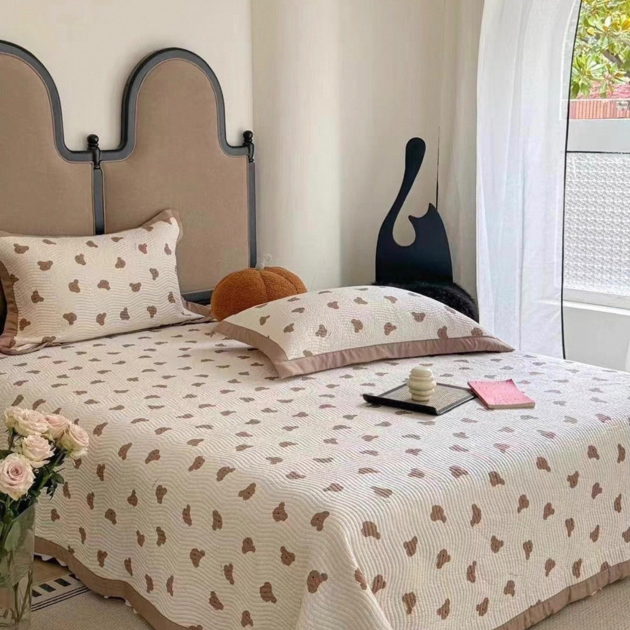 莫代尔天丝双面可用，泰迪熊床盖拼接成塌塌米多种尺寸选择