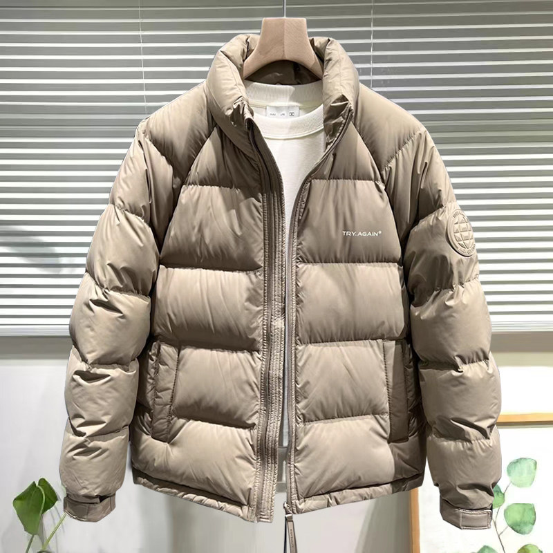 【万达撤柜】男冬季加厚立领羽绒服青年时尚百搭拼色韩版白鸭绒外套