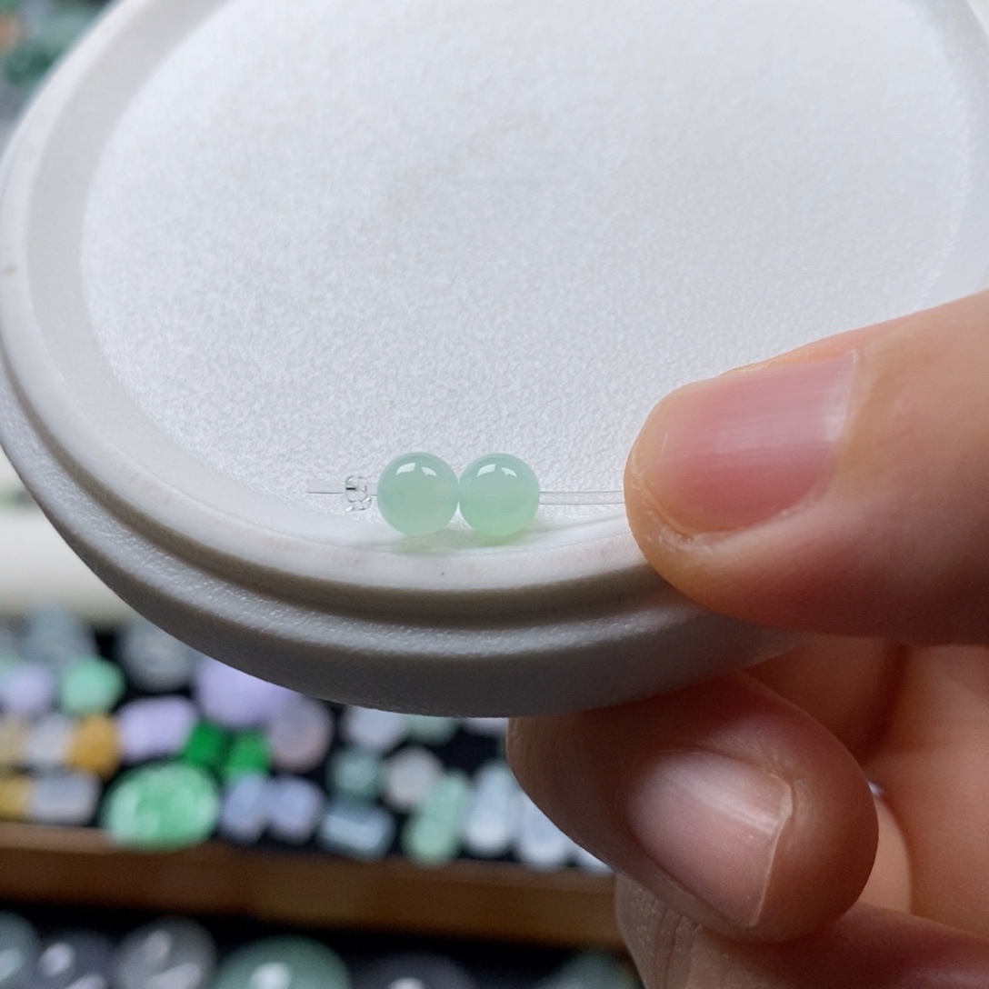 散珠翡翠卡4.8薄荷绿一对